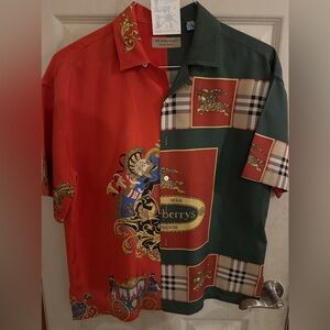 100% Silk Burberry short sleeve button up